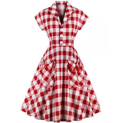 Robe Pin Up à Carreaux Rouge et Blanche