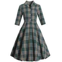 Robe Vintage Verte à Carreaux