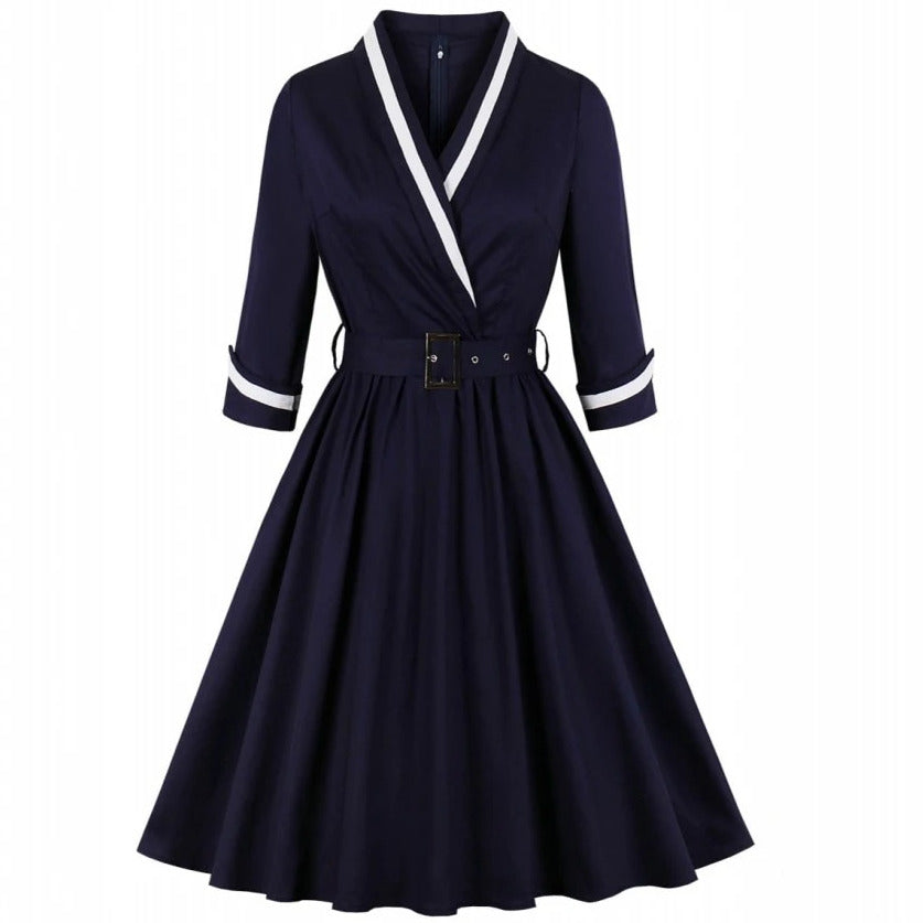 Robe Vintage 60's Bleue Marine Robe Pin-Up