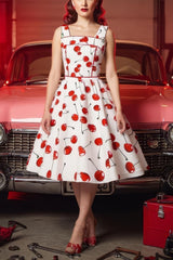 Robe Pin-Up Blanche à Cerises – Vesta