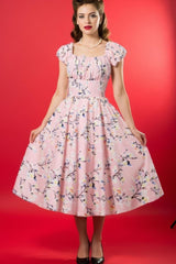 Robe Pin-Up Fleurie Rose Pale – Veronica
