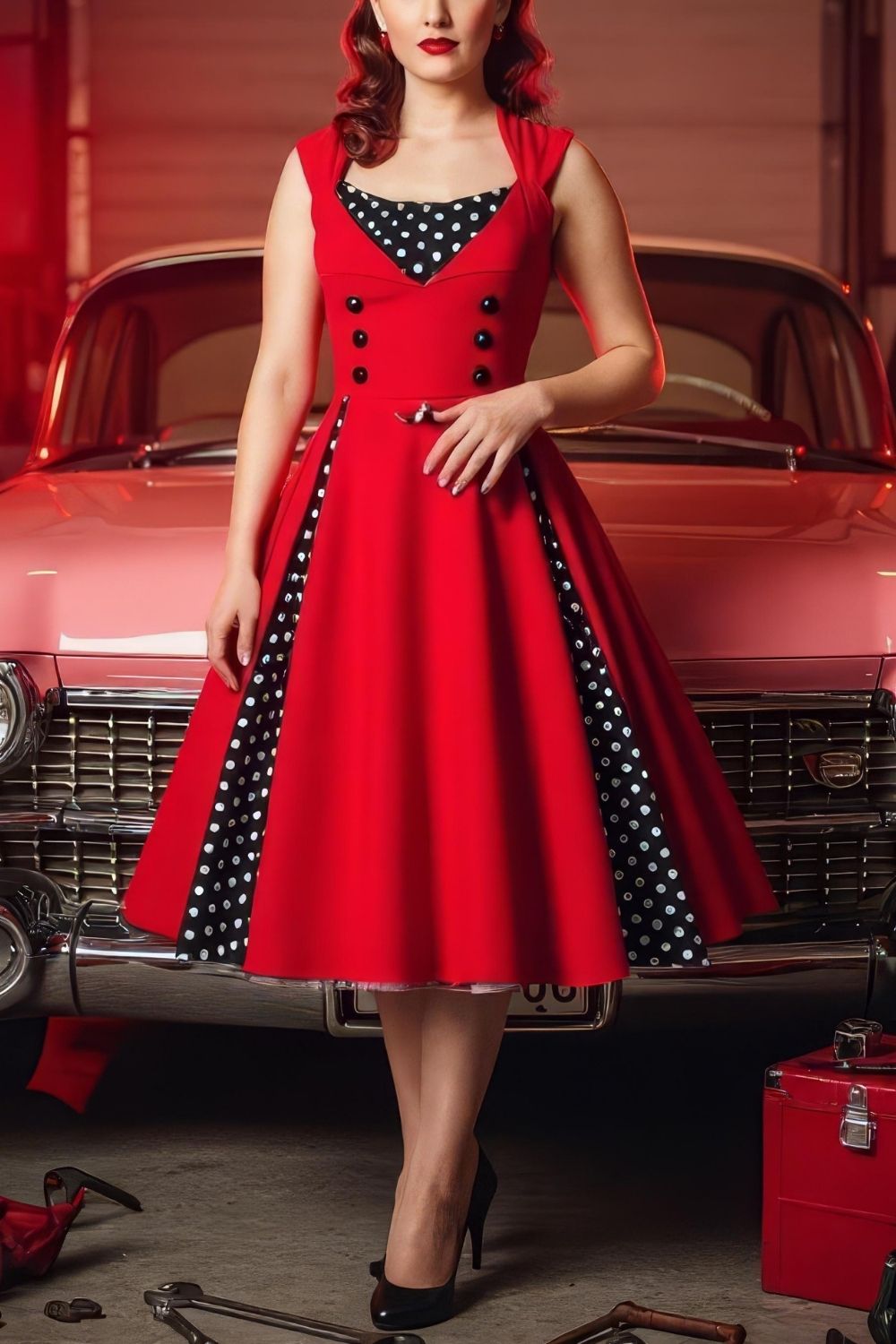 Robe Pin-Up Rouge Rockabilly – Hortense