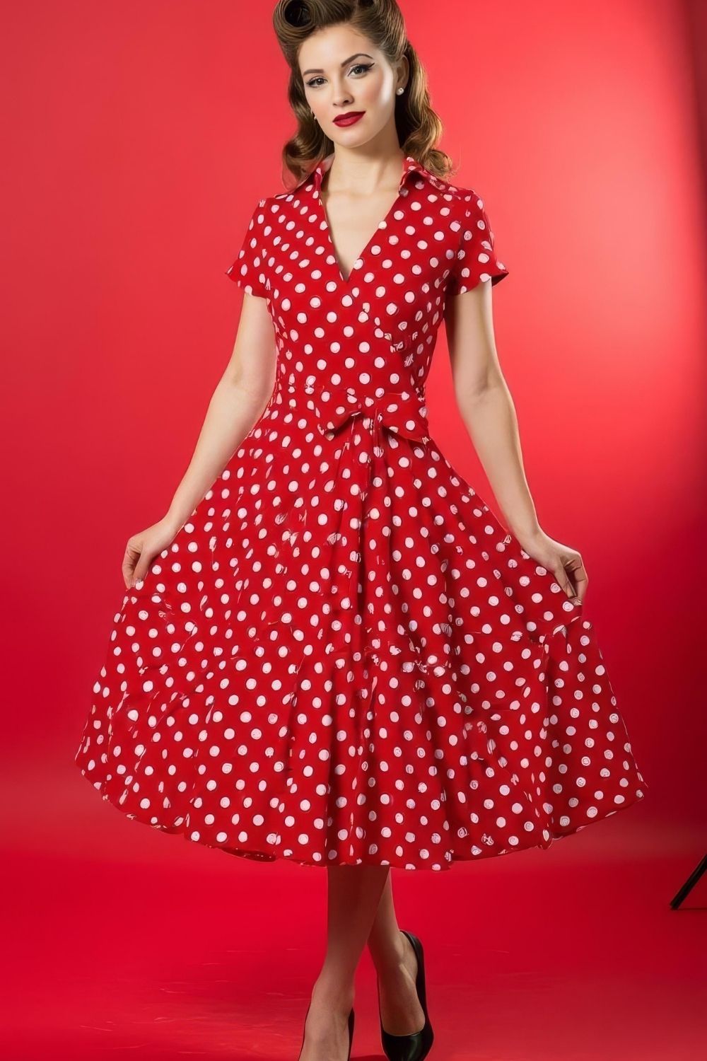 Robe Pin-Up Rouge à Pois Blancs – Tilly