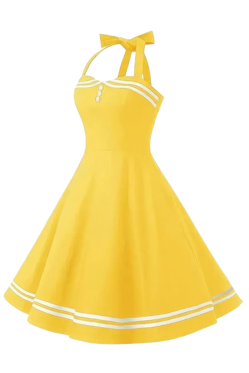 Robe Pin-Up Jaune à Rayures Horizontales