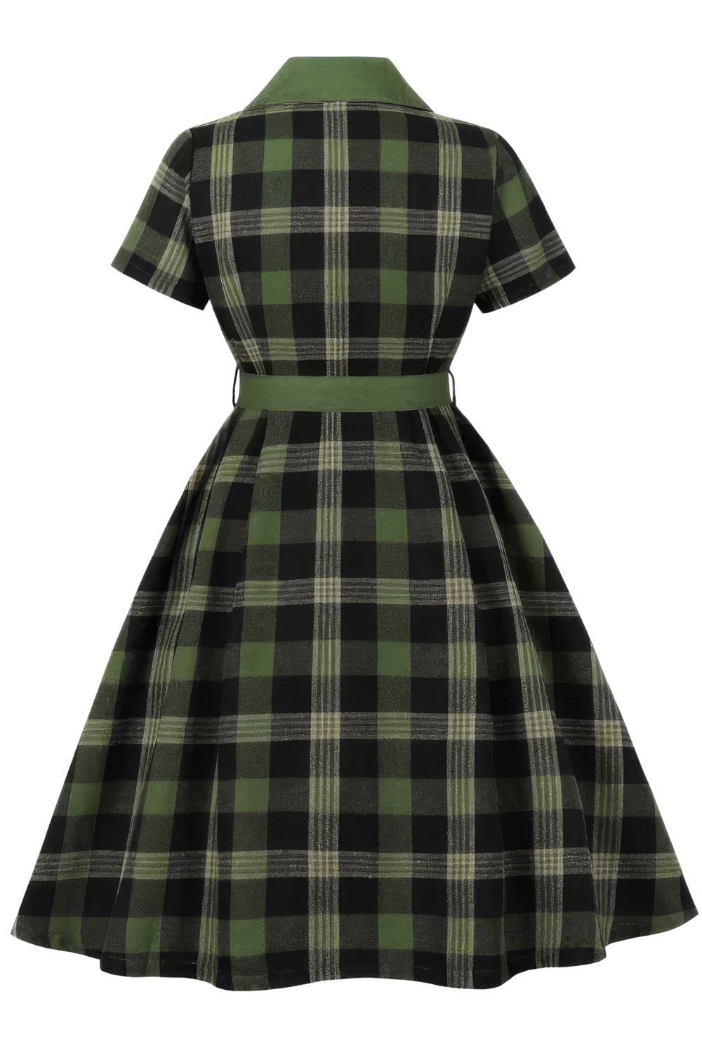 Robe Pin-Up à Carreau et Col Chemisier