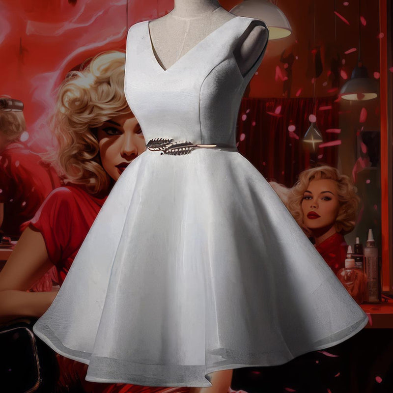 Robe Pin-Up <br> Blanche à Dos Nu