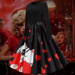 Robe Pin-Up <br> Chat Romantique <br> Type Années 50