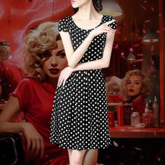Robe Pin-Up <br> Crayon Noire à Pois Blancs