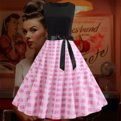 Robe Pin-Up <br> Jupe Vichy Rose <br> Vintage 50's