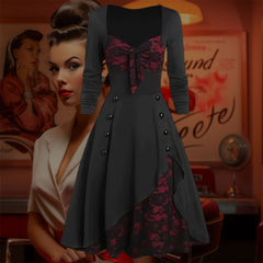 Robe Pin-Up <br> Noire à Gros Nœud