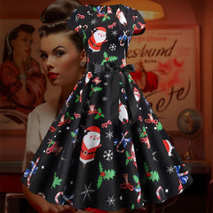 Robe Pin-Up <br> Noire de Noël <br> Vintage 50's