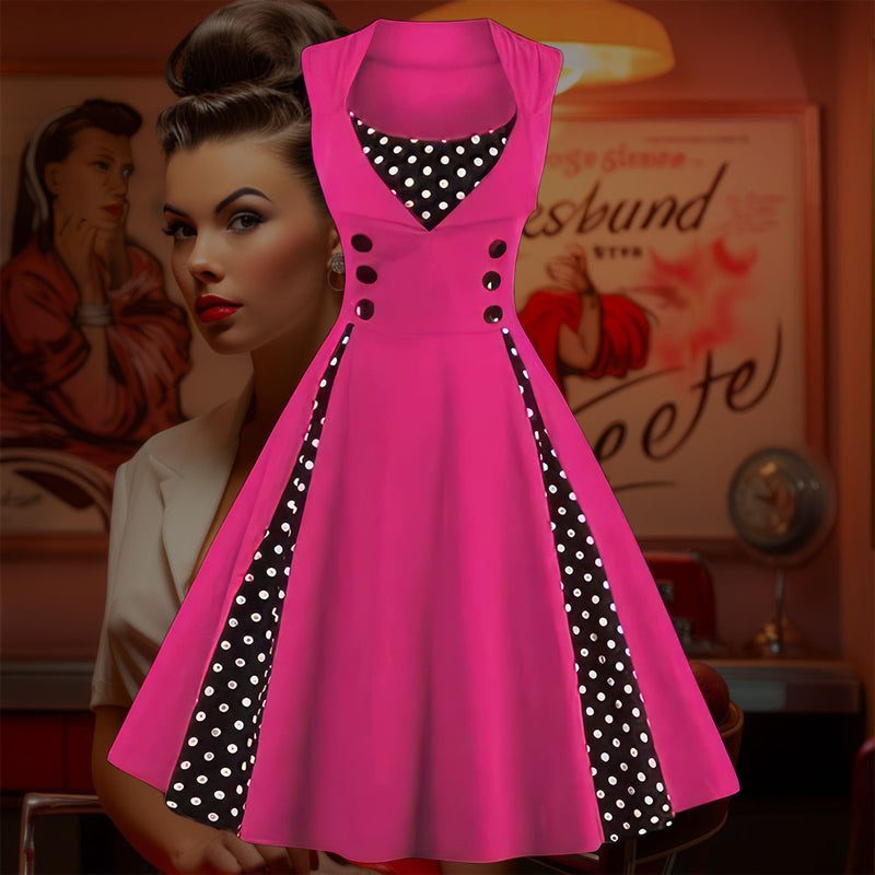 Robe Pin-Up <br> Rose Rétro 50's