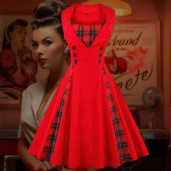 Robe Pin-Up Rouge Écossaise – Vivienne