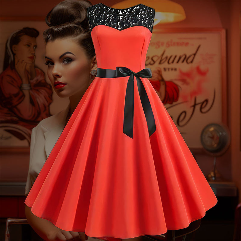 Robe Pin-Up <br> Rouge Soirée Chic <br> Vintage 50's
