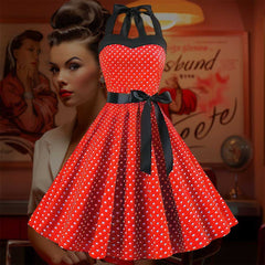 Robe Pin-Up <br> Rouge à Petits Pois Blancs <br> Vintage 50's