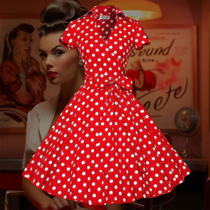 Robe Pin-Up <br> Rouge à Pois Blancs