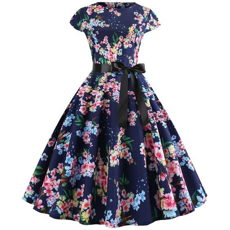 Robe Pin-Up Bleue Florale