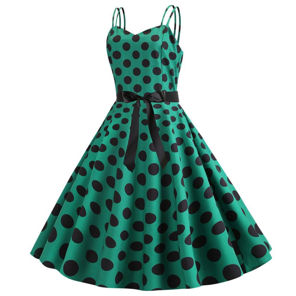 Robe Pin Up Verte à Pois